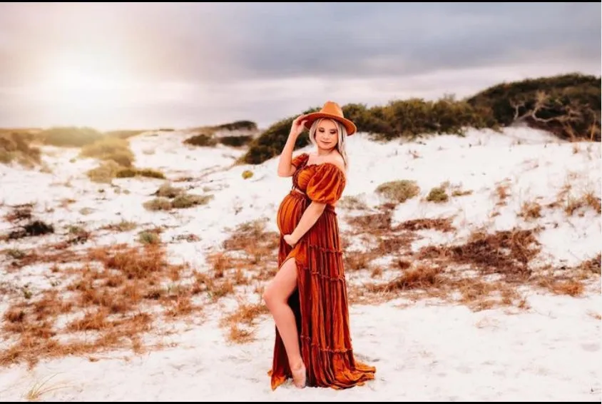 2 Pieces Set Maxi Dresses Half Sleeves Two Side Slit Photo Shoot Dresses Fancy Photography Props YEWEN YW231021