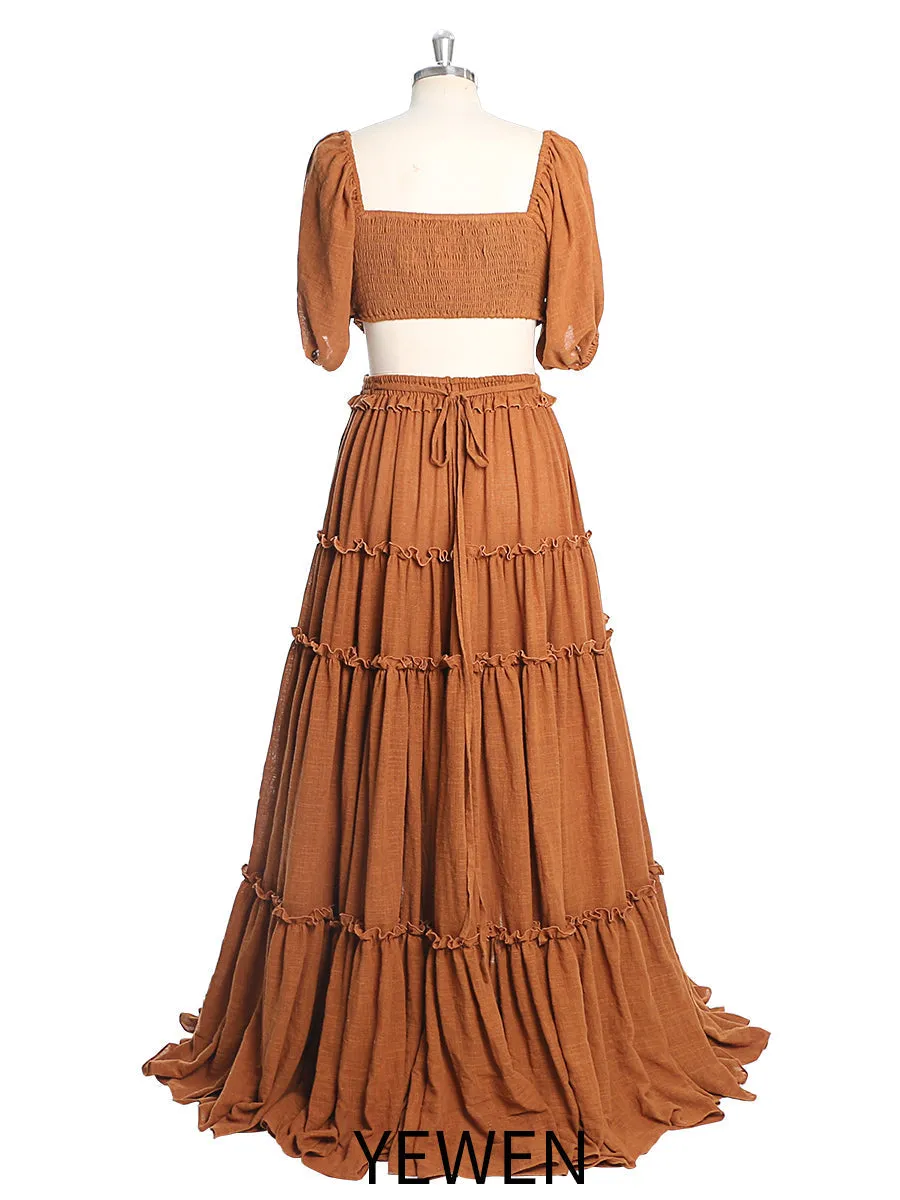 2 Pieces Set Maxi Dresses Half Sleeves Two Side Slit Photo Shoot Dresses Fancy Photography Props YEWEN YW231021