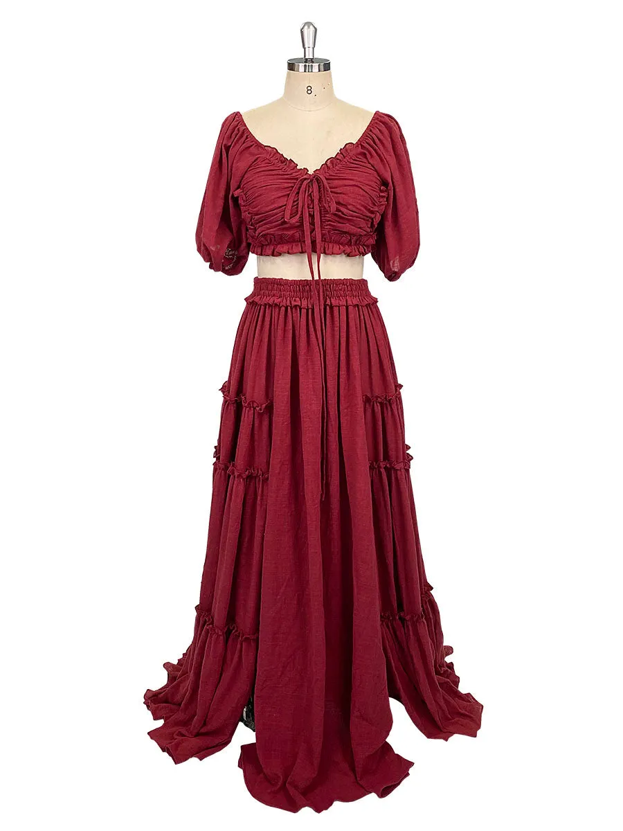 2 Pieces Set Maxi Dresses Half Sleeves Two Side Slit Photo Shoot Dresses Fancy Photography Props YEWEN YW231021