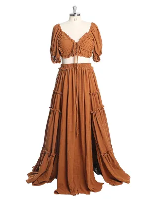 2 Pieces Set Maxi Dresses Half Sleeves Two Side Slit Photo Shoot Dresses Fancy Photography Props YEWEN YW231021