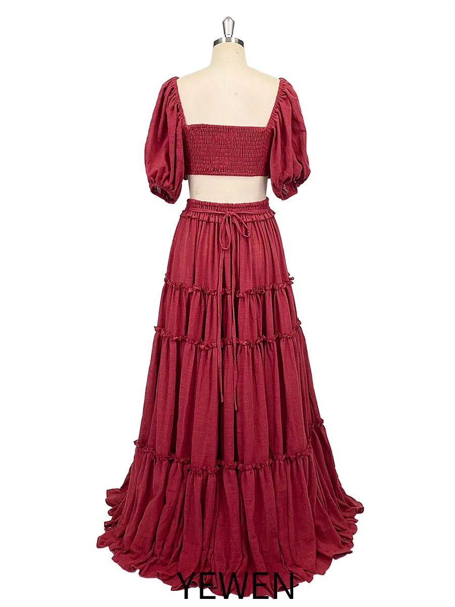 2 Pieces Set Maxi Dresses Half Sleeves Two Side Slit Photo Shoot Dresses Fancy Photography Props YEWEN YW231021