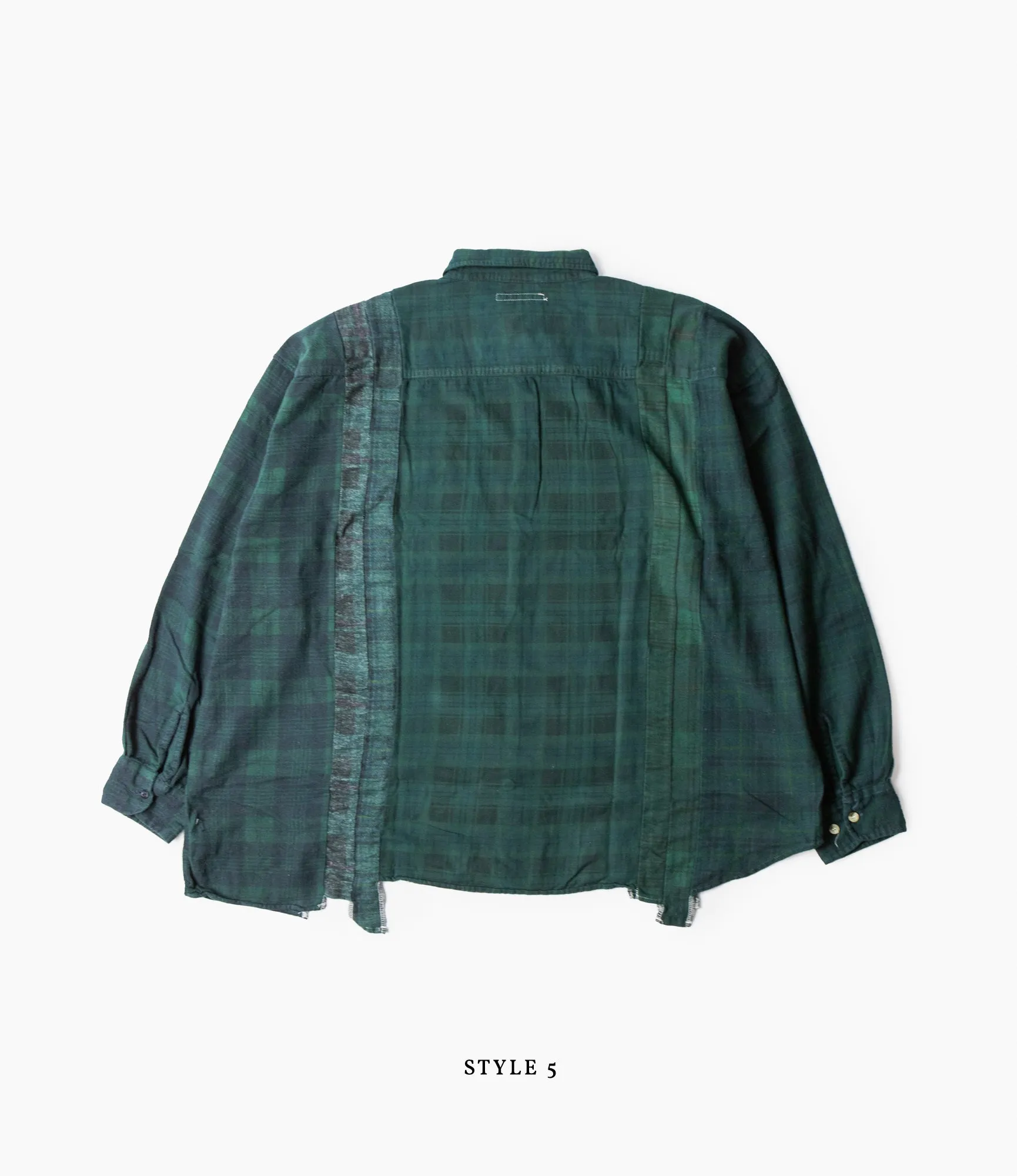 7 Cuts Wide Flannel Shirt – Green Over Dye