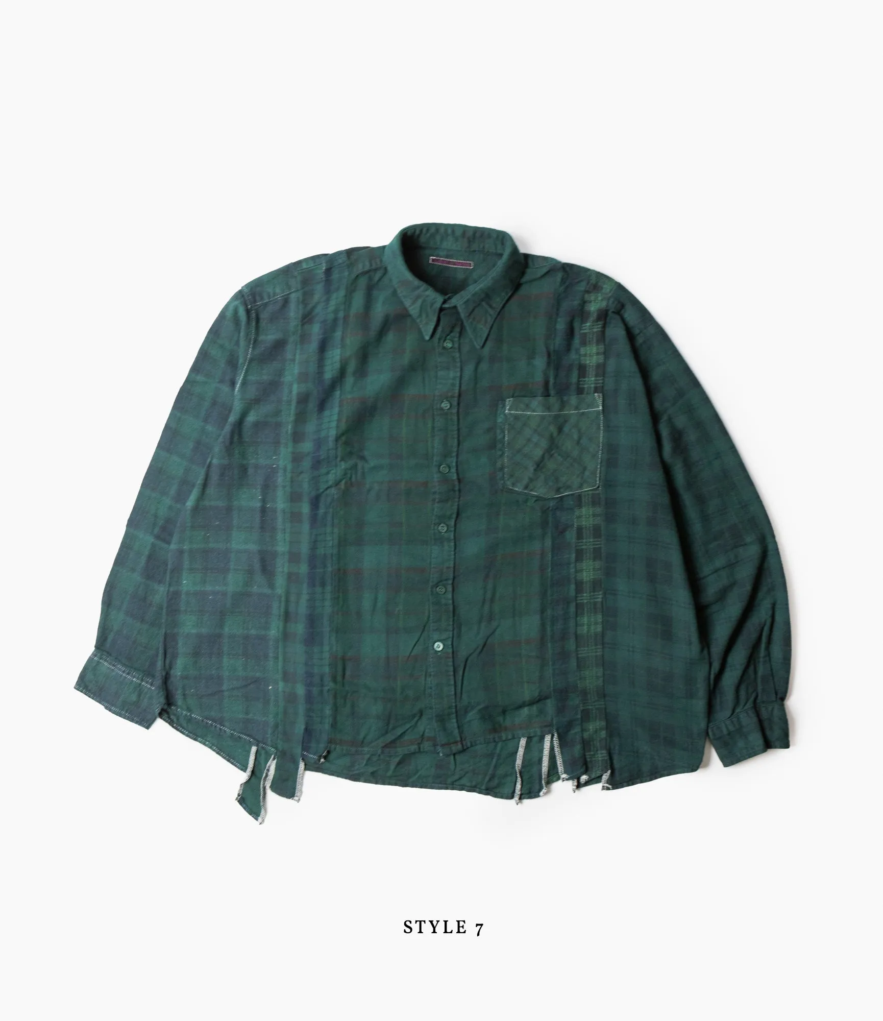7 Cuts Wide Flannel Shirt – Green Over Dye