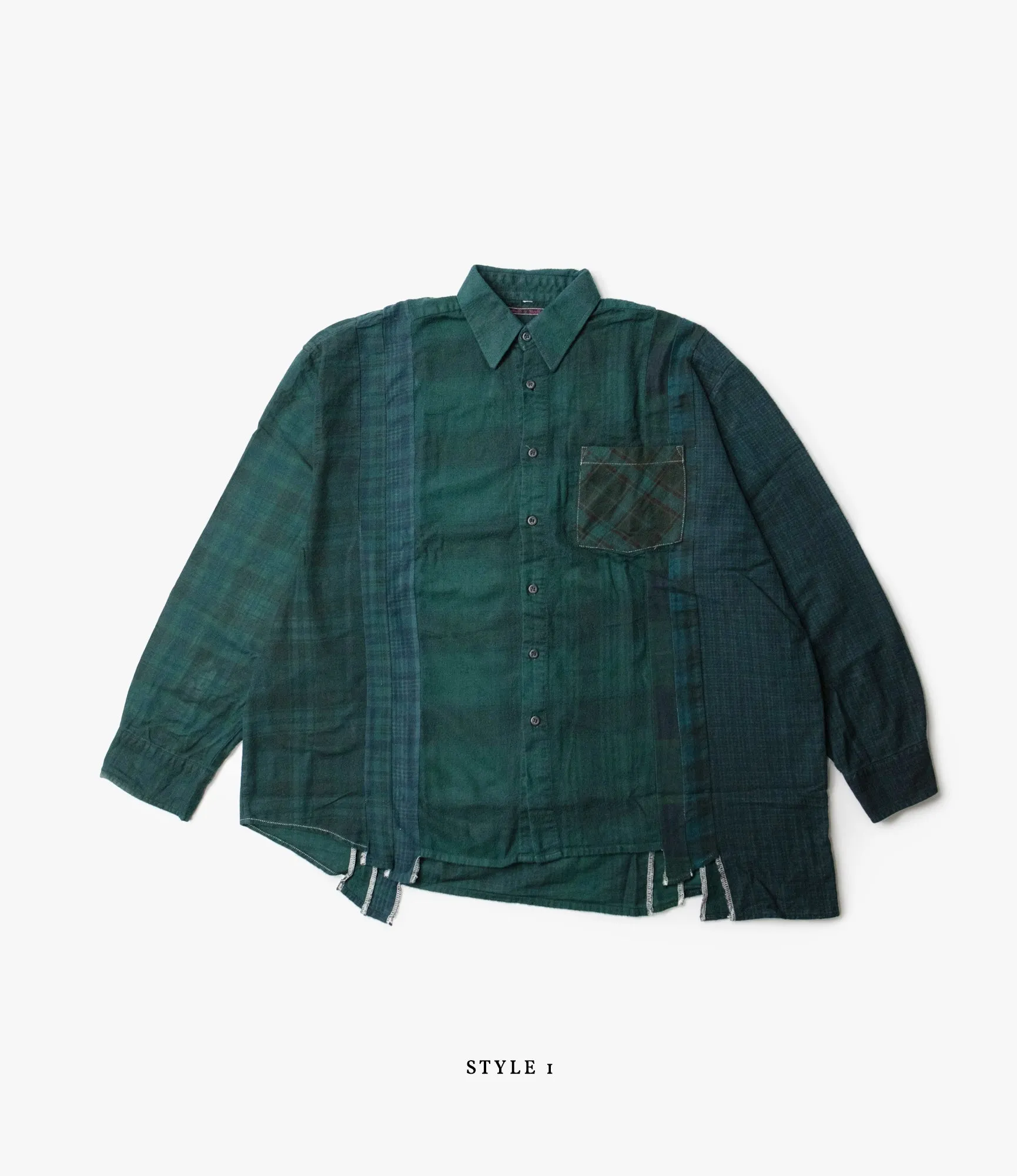 7 Cuts Wide Flannel Shirt – Green Over Dye