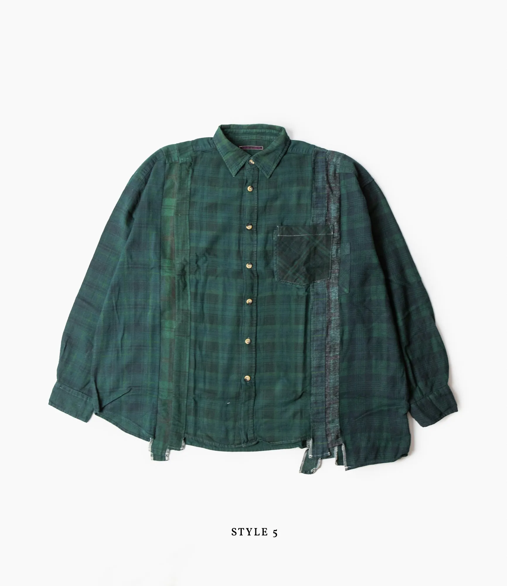 7 Cuts Wide Flannel Shirt – Green Over Dye