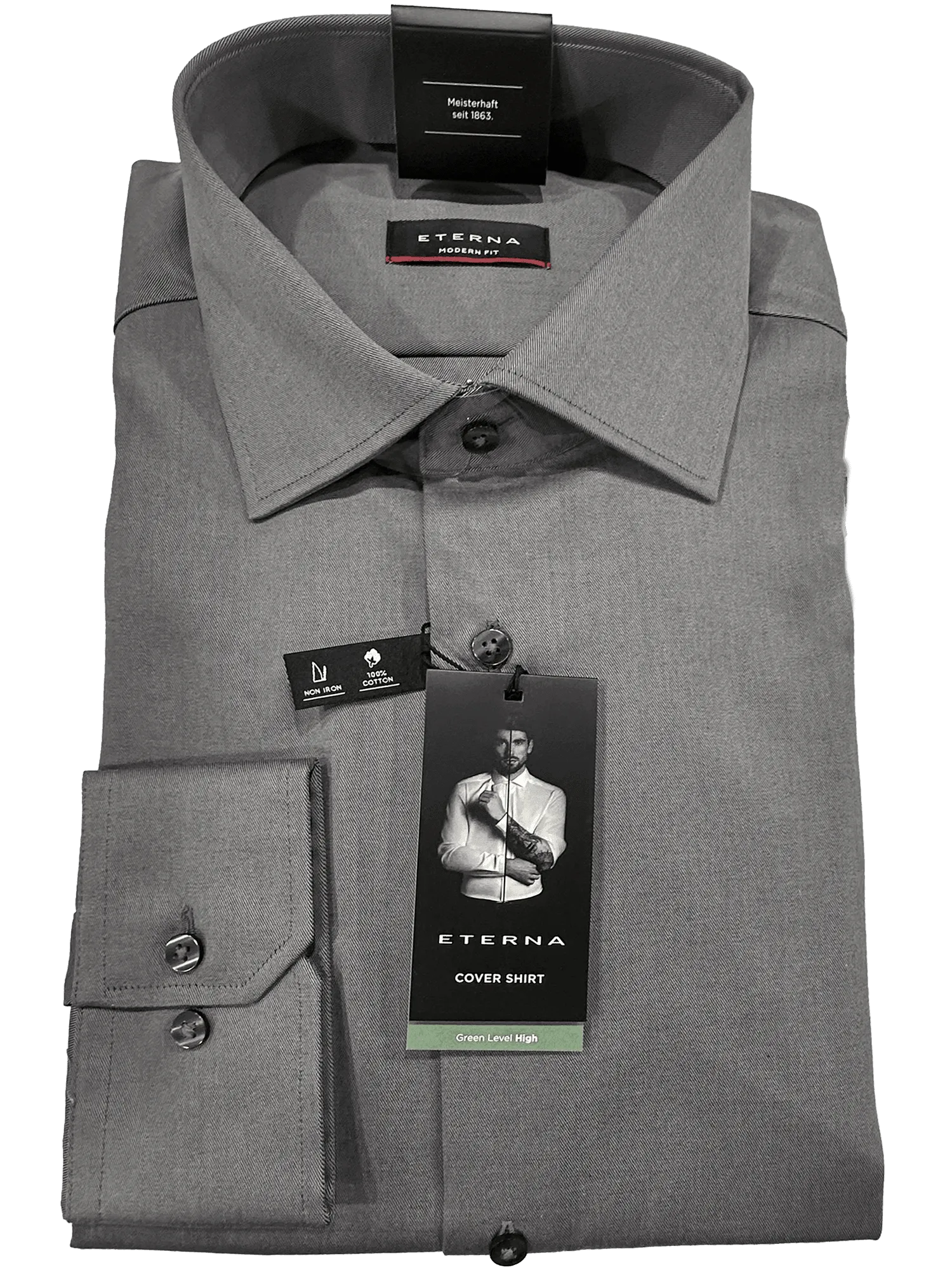 8817/35 Dark-Grey Business L/S Modern Fit Shirt