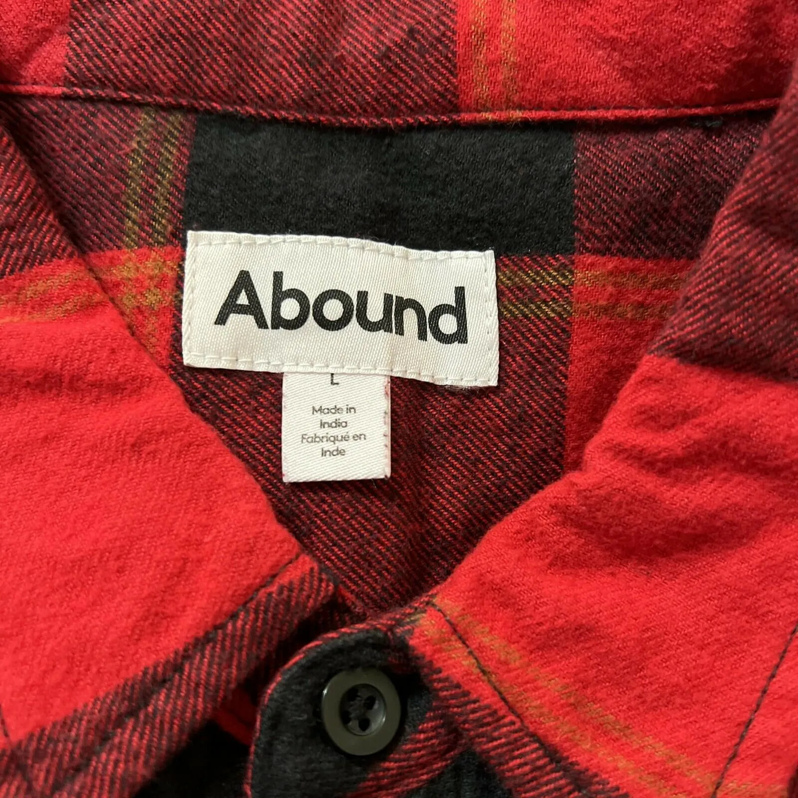 Abound Plaid Flannel long Sleeve mens shirt size L