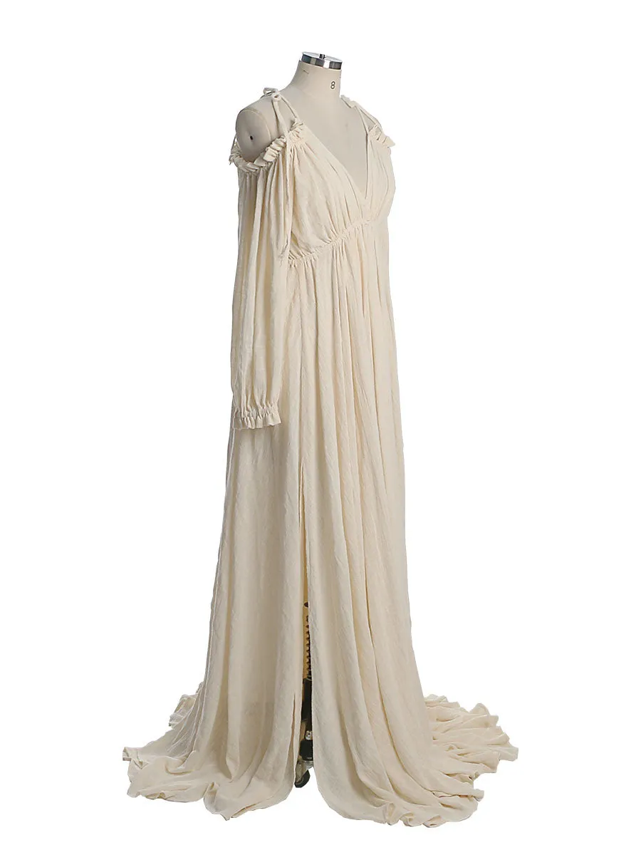 Adjustable Neck Long Sleeves Side Slit Photo Shoot Dresses Photography Props YEWEN YW230307