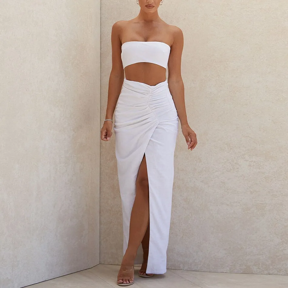 Adyce 2020 Neue Sommer Fashion White Liebsten Sets Sexy Sleveless Frauen 2 Zwei Stück Sets Nachtclub Promi-party Casual Sets