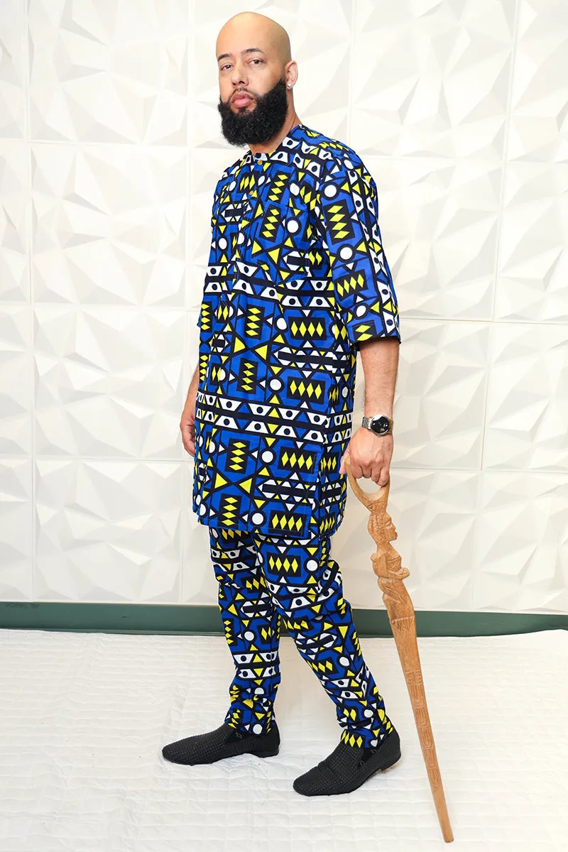 African Print Tunic Top and Pant Set Nasir