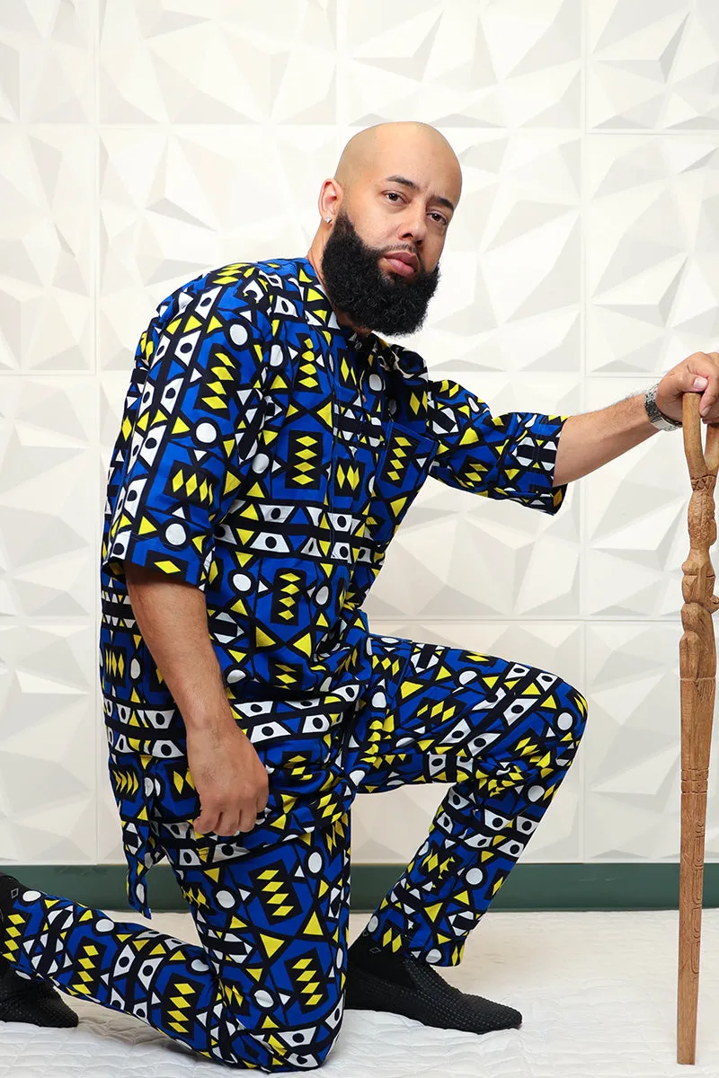 African Print Tunic Top and Pant Set Nasir