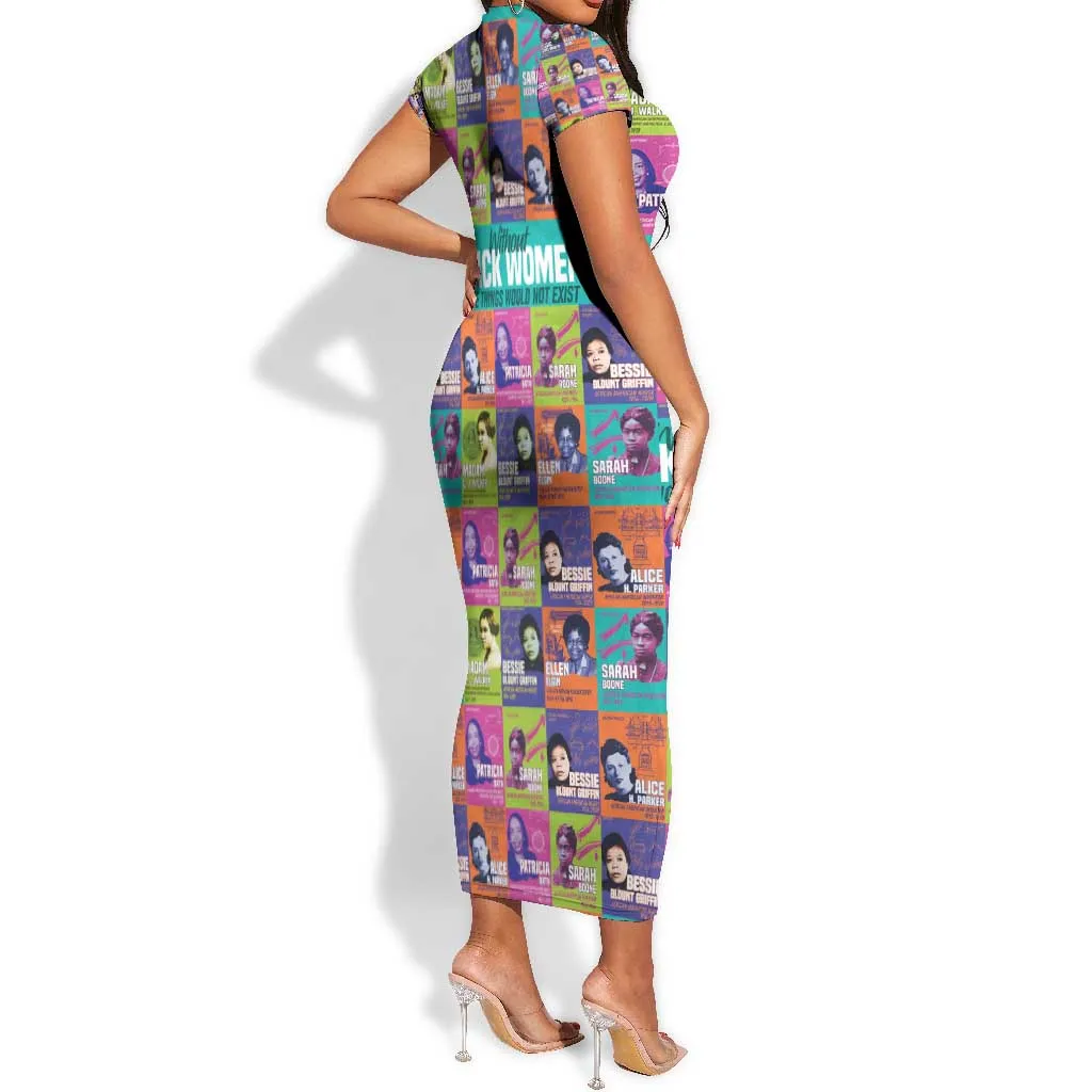 African Women Inventors Short Sleeve Bodycon Dress Without Black Women These Things Would Not Exist DT02
