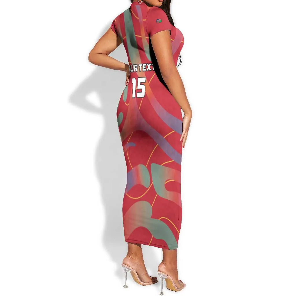 Afro Namibia Football Custom Short Sleeve Bodycon Dress Go Namibia Warriors - Sporty Style LT15