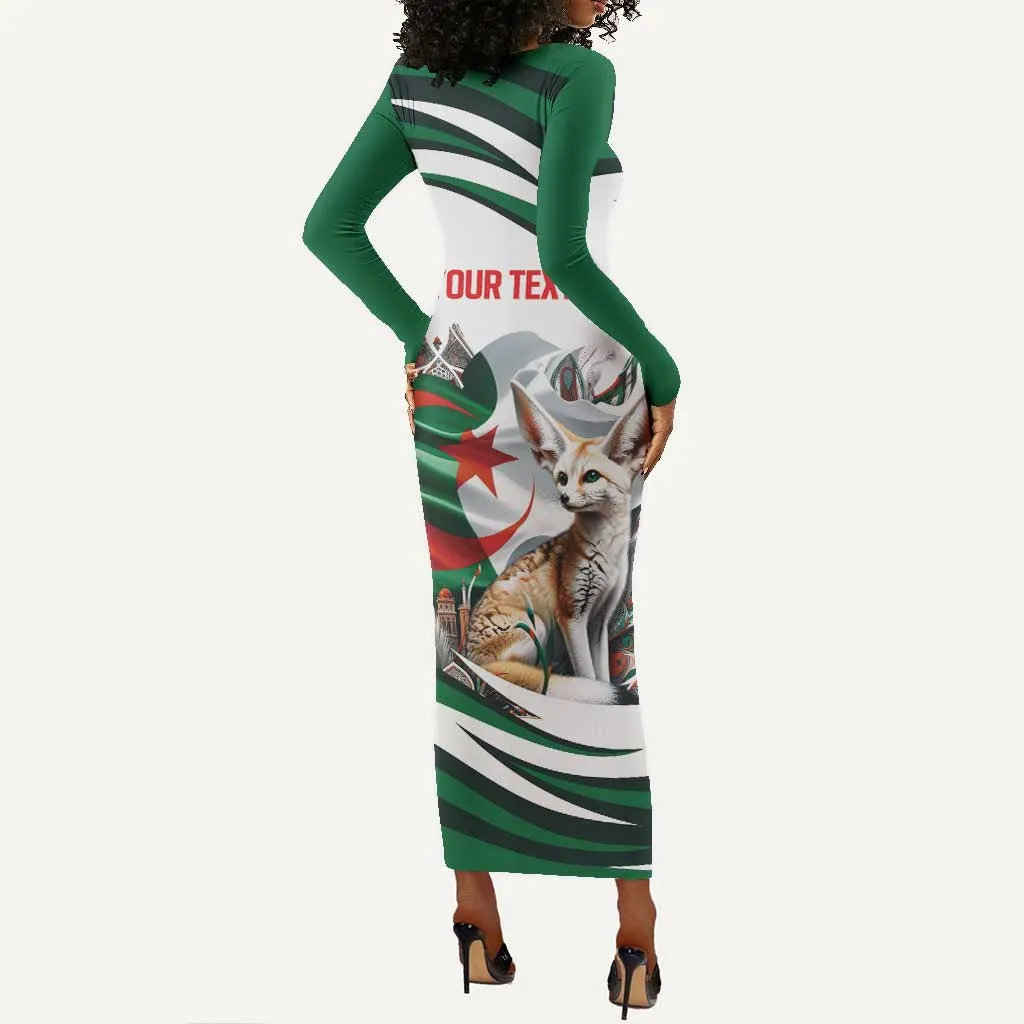 Algeria Fennec Fox Personalized Long Sleeve Bodycon Dress with Algerian Culture and Nature LT9