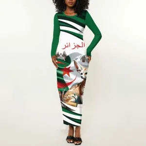 Algeria Fennec Fox Personalized Long Sleeve Bodycon Dress with Algerian Culture and Nature LT9