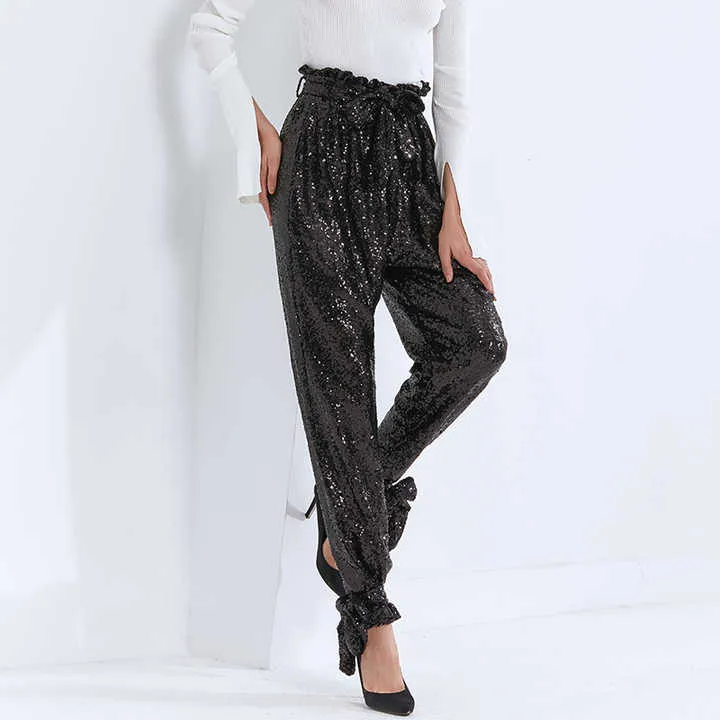 All Black Sequinned Puff Pants