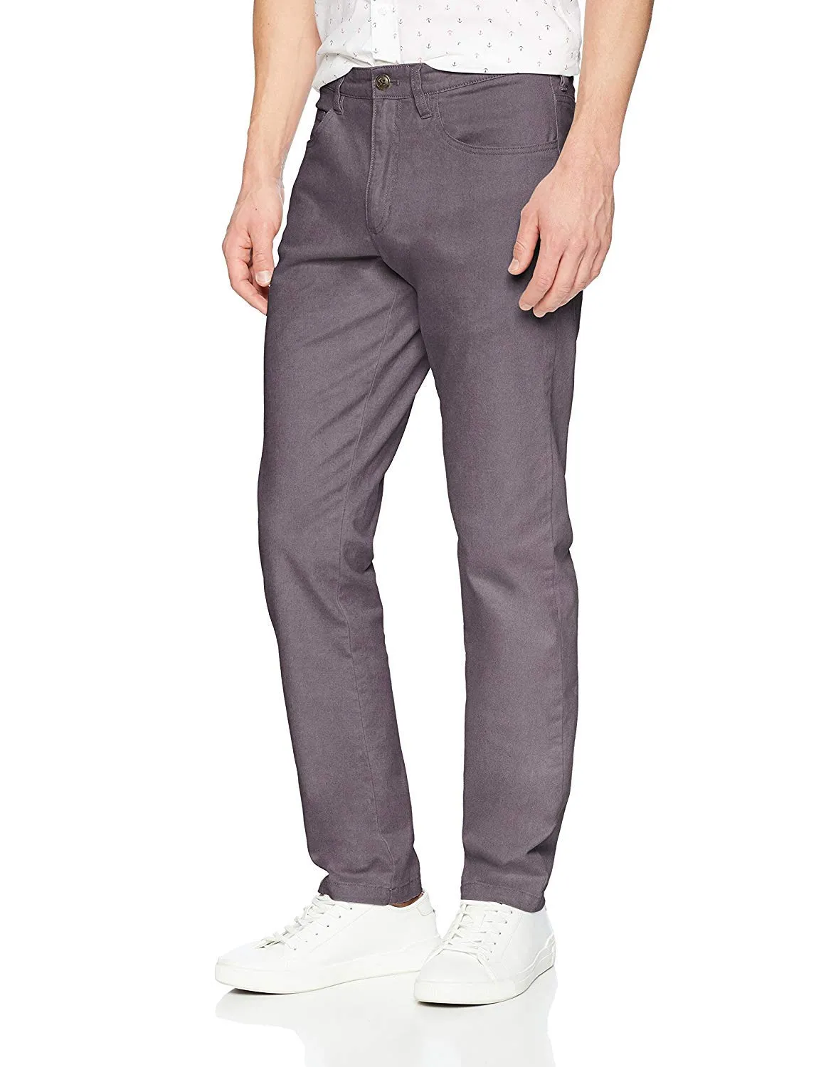 Amazon Essentials Men's Chino, Slim-Fit pants with 5-Pockets, Comfort Stretch, 34W x 32L, Grey (Previously GoodThreads)