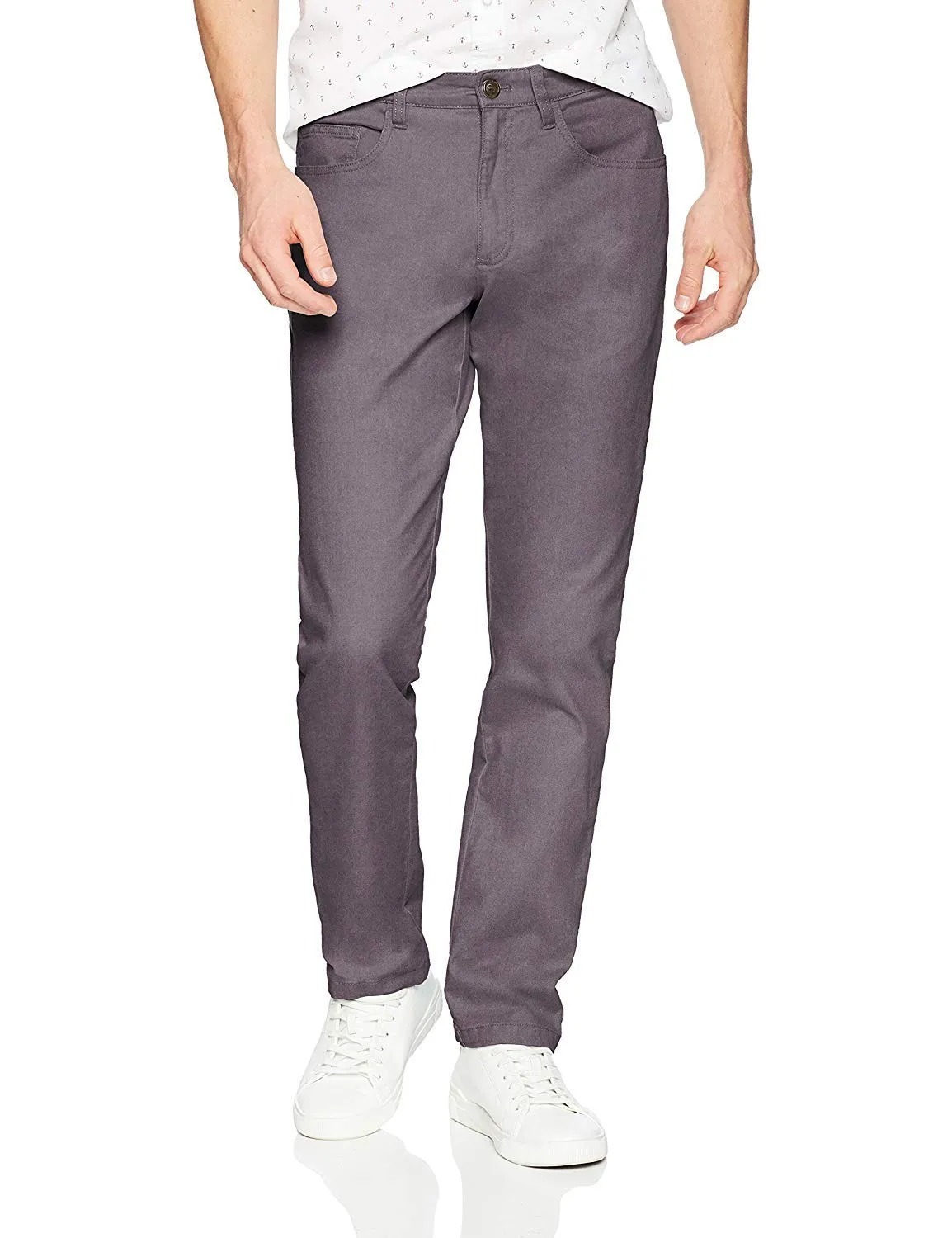 Amazon Essentials Men's Chino, Slim-Fit pants with 5-Pockets, Comfort Stretch, 34W x 32L, Grey (Previously GoodThreads)
