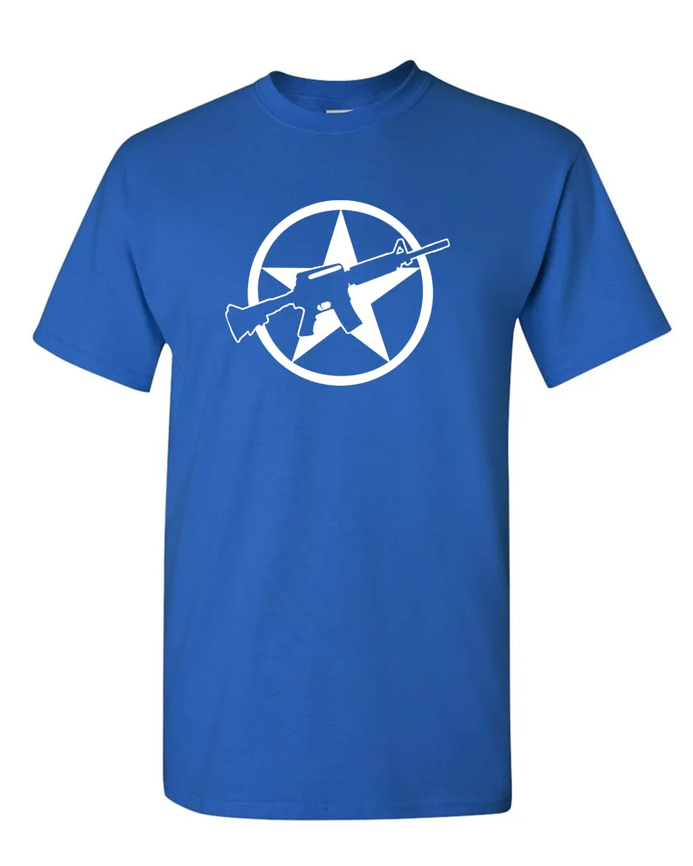 America Gun Tees Star Men's T-Shirt Rifle Flag USA Warrior Military Style Tee