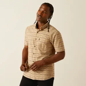 Ariat Merritt Modern Fit Tan Aztec Print Button-Down Short Sleeve Shirt for Men