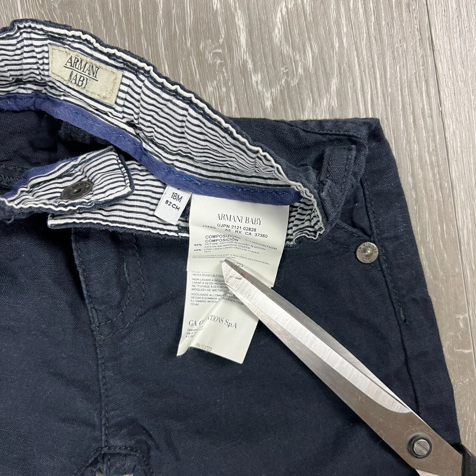 Armani Baby Boys Navy Blue Chino Pants Size 18 Months