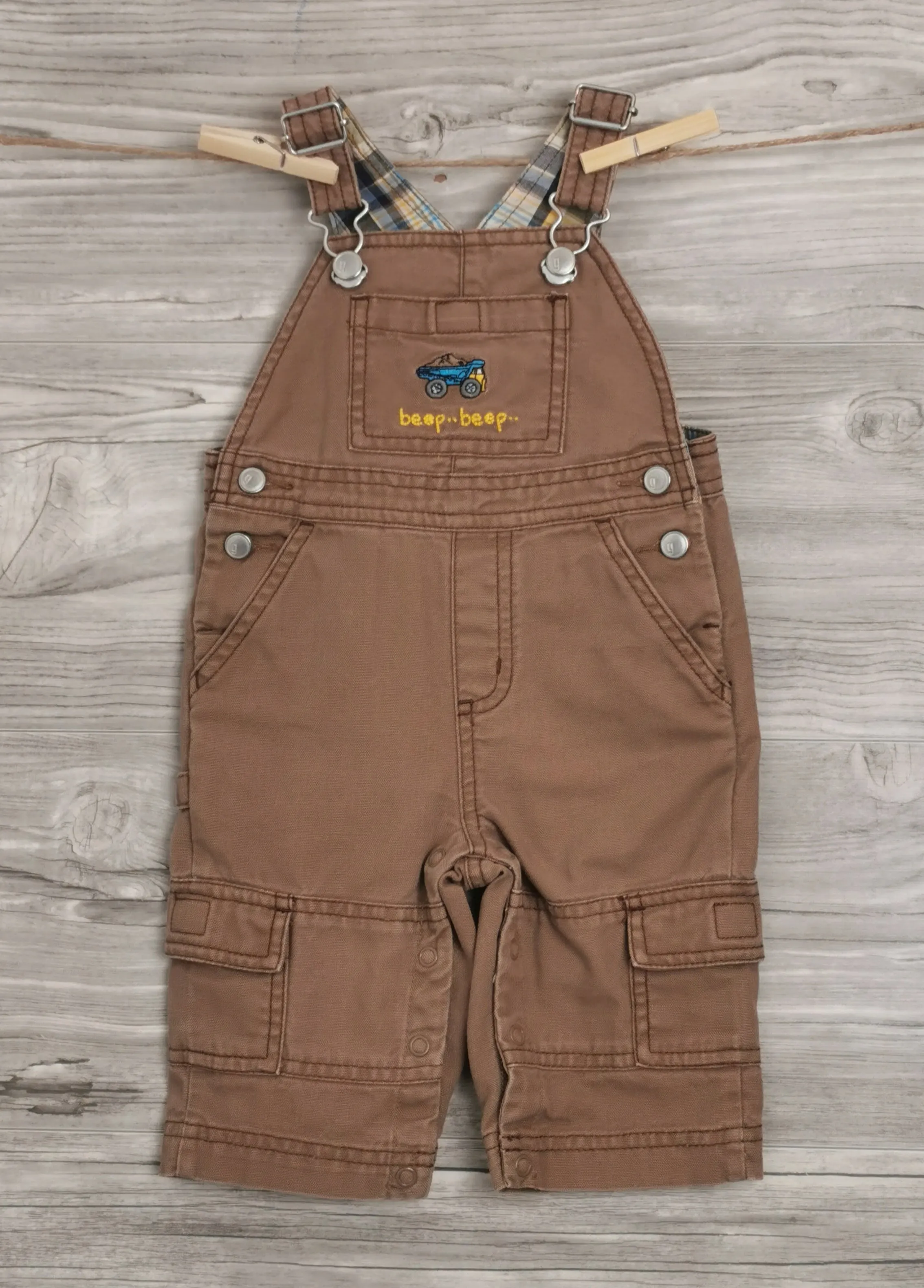 BABY BOY SIZE 3/6 MONTHS - GYMBOREE, Cotton Cargo Overalls EUC B56