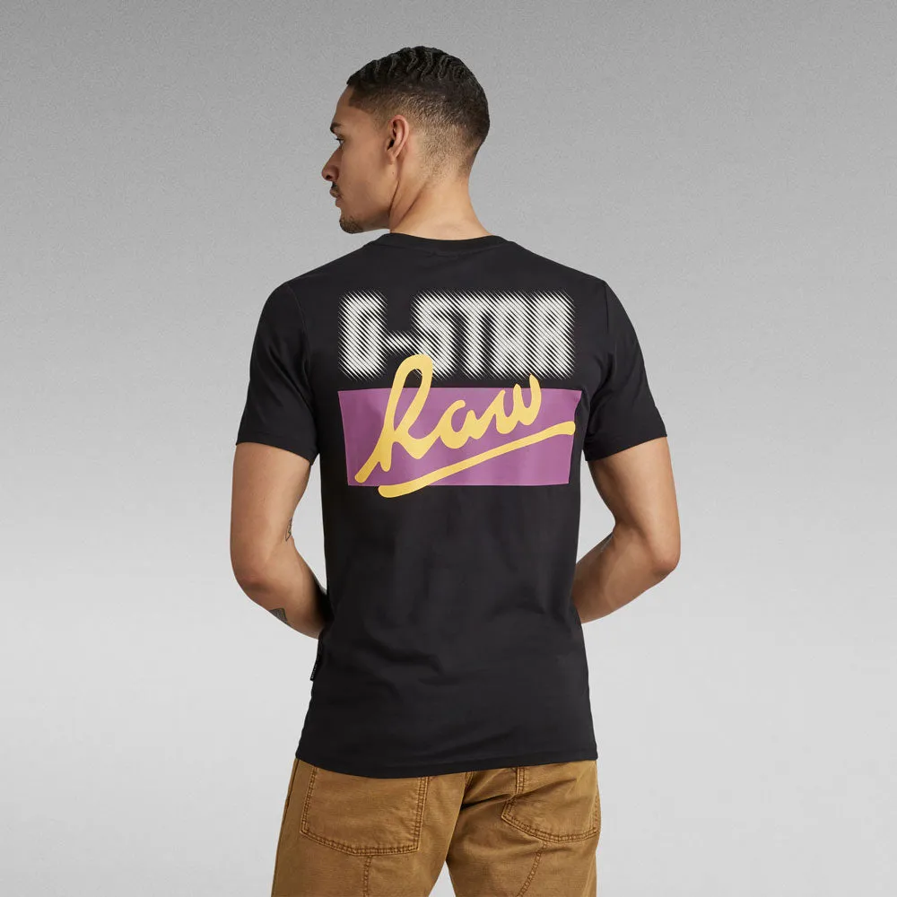 Back Graphic Slim T-Shirt  - Black