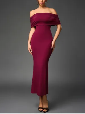 Backless Off Shoulder Double Layers Ruched Dress