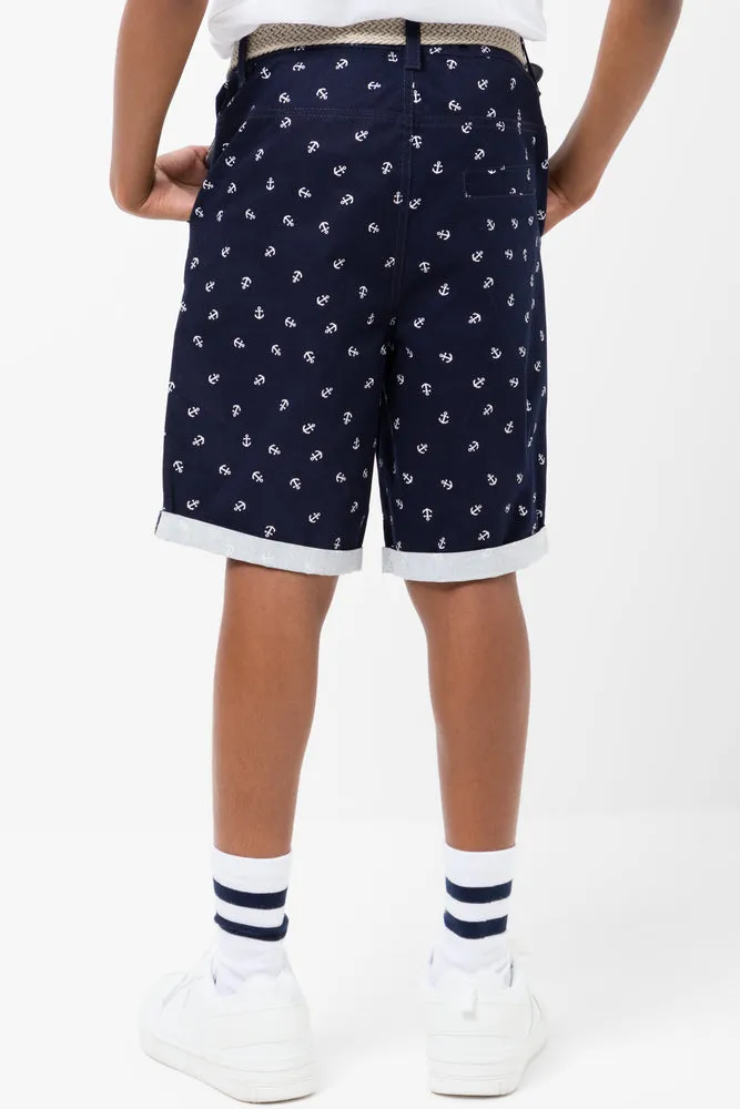 Belted Chino Shorts Navy