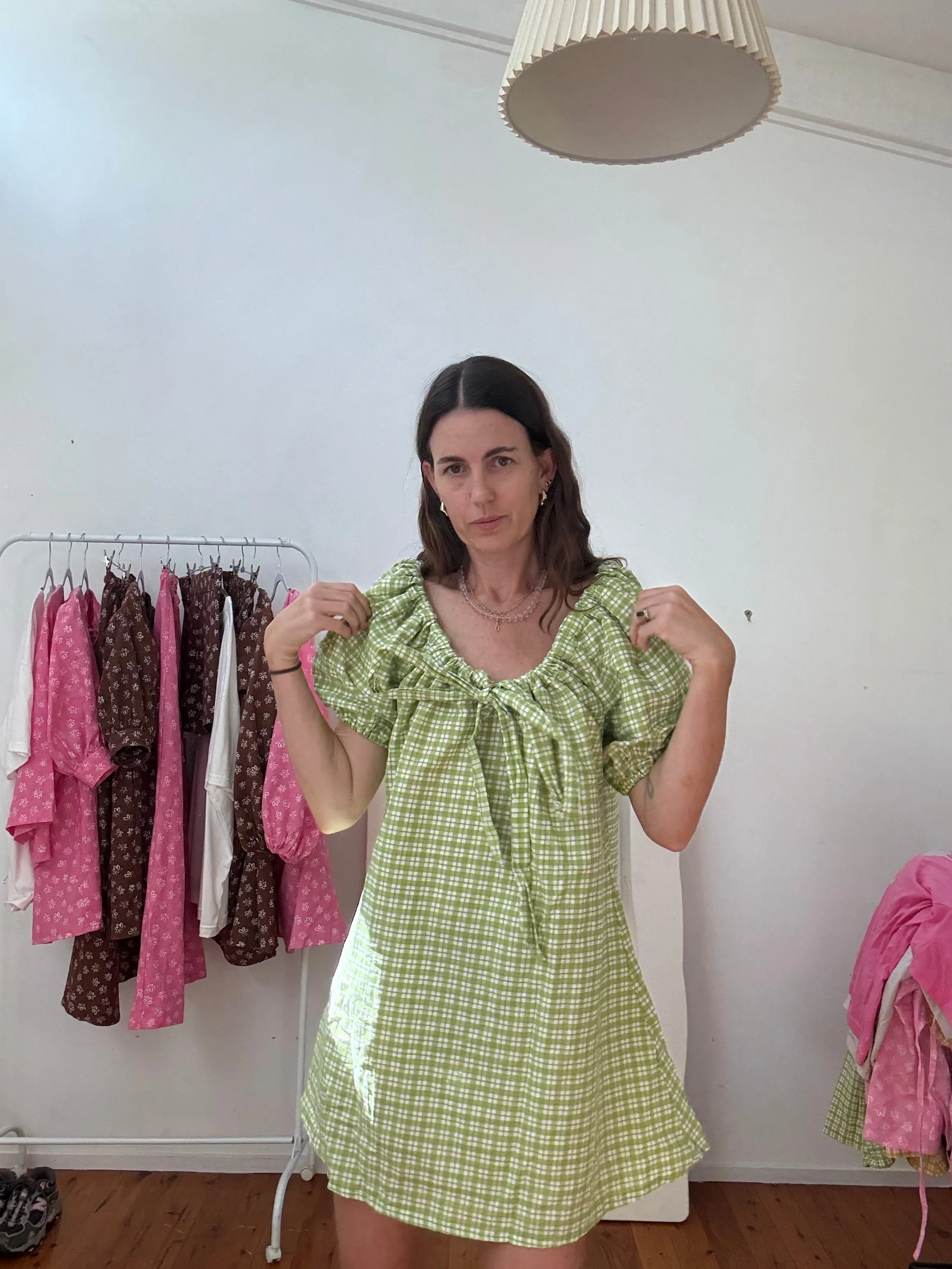 Betty Dress | Gingham Lime