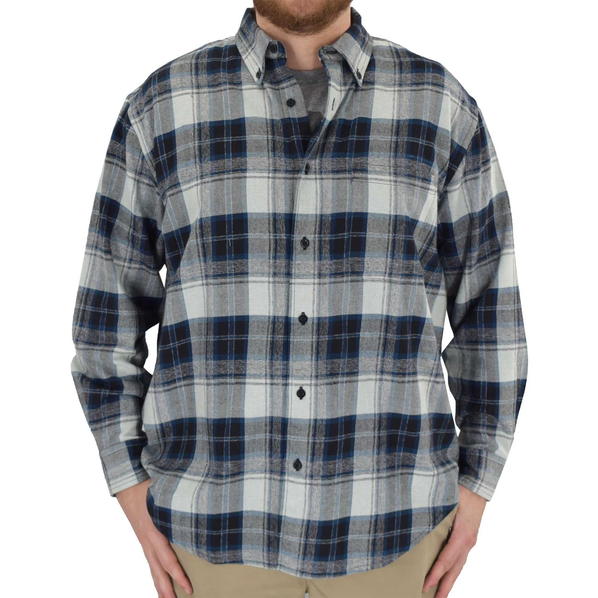 Big & Tall - Lord Daniel Teal Flannel Plaid Long Sleeve Sport Shirt - 5900-212BT