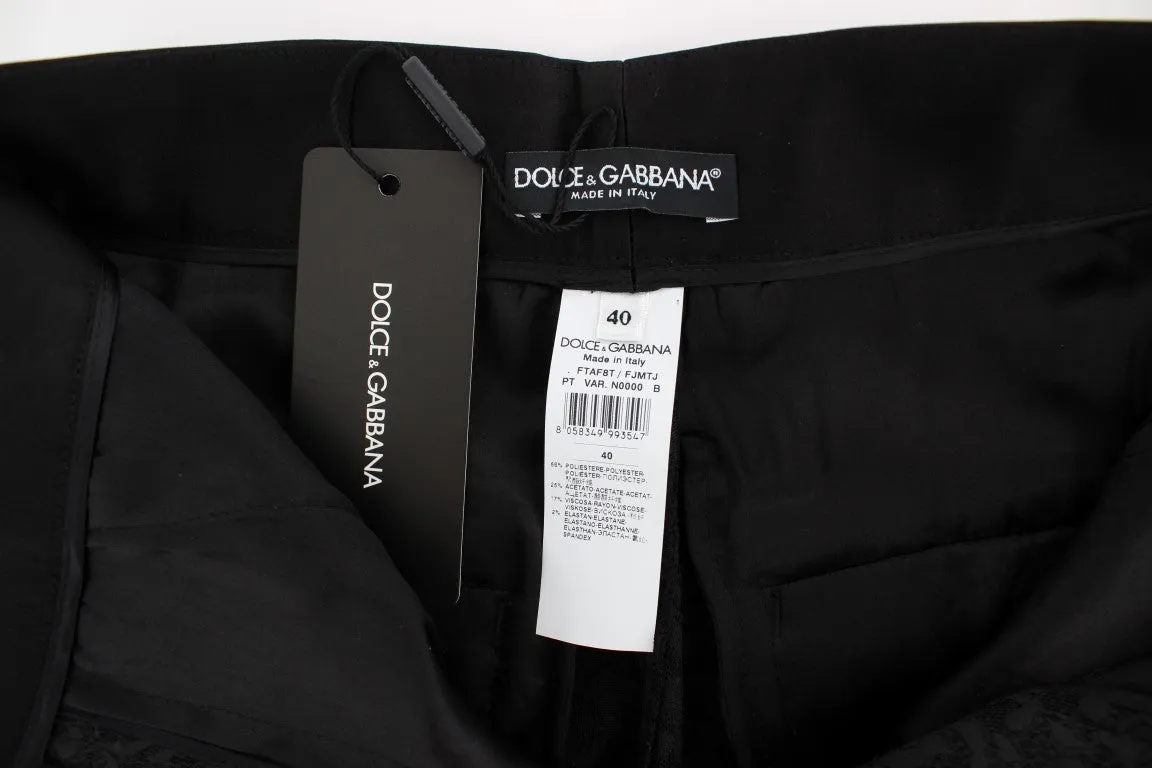 Black Brocade High Waist Pants
