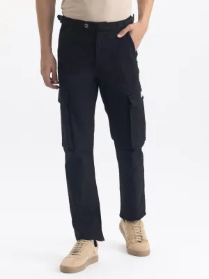 Black Cotton Stretch Cargo Pant