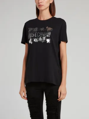 Black Foil Print T-Shirt