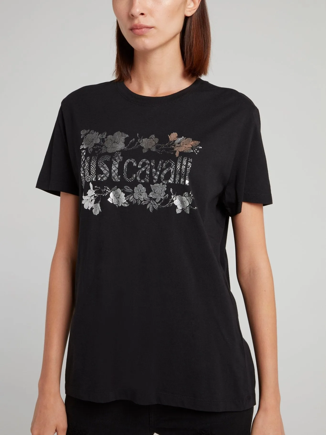 Black Foil Print T-Shirt