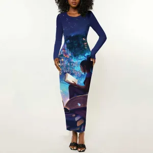Black Girls Book Lovers Long Sleeve Bodycon Dress So Many Books - So Little Time LT15