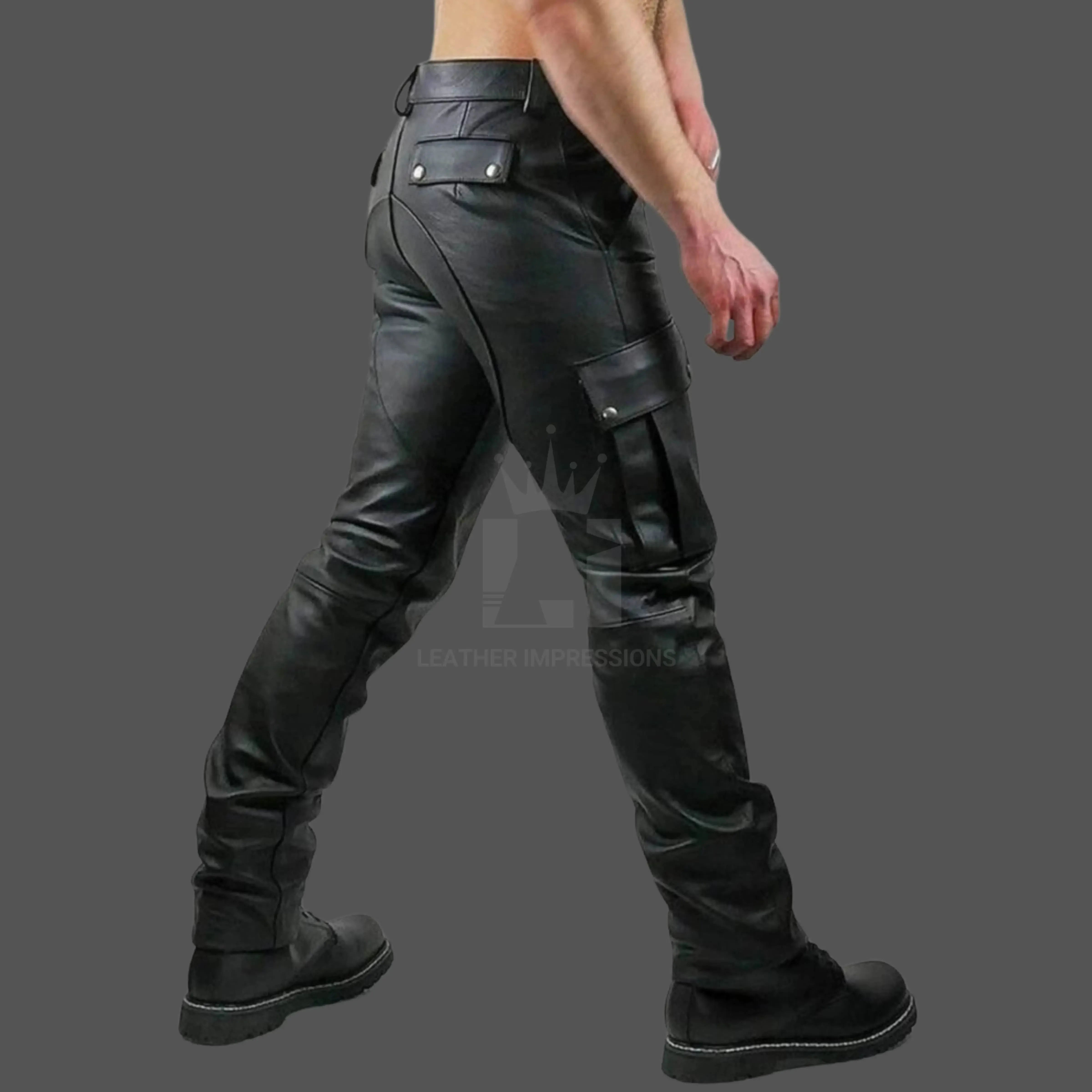 Black Leather Cargo Pants