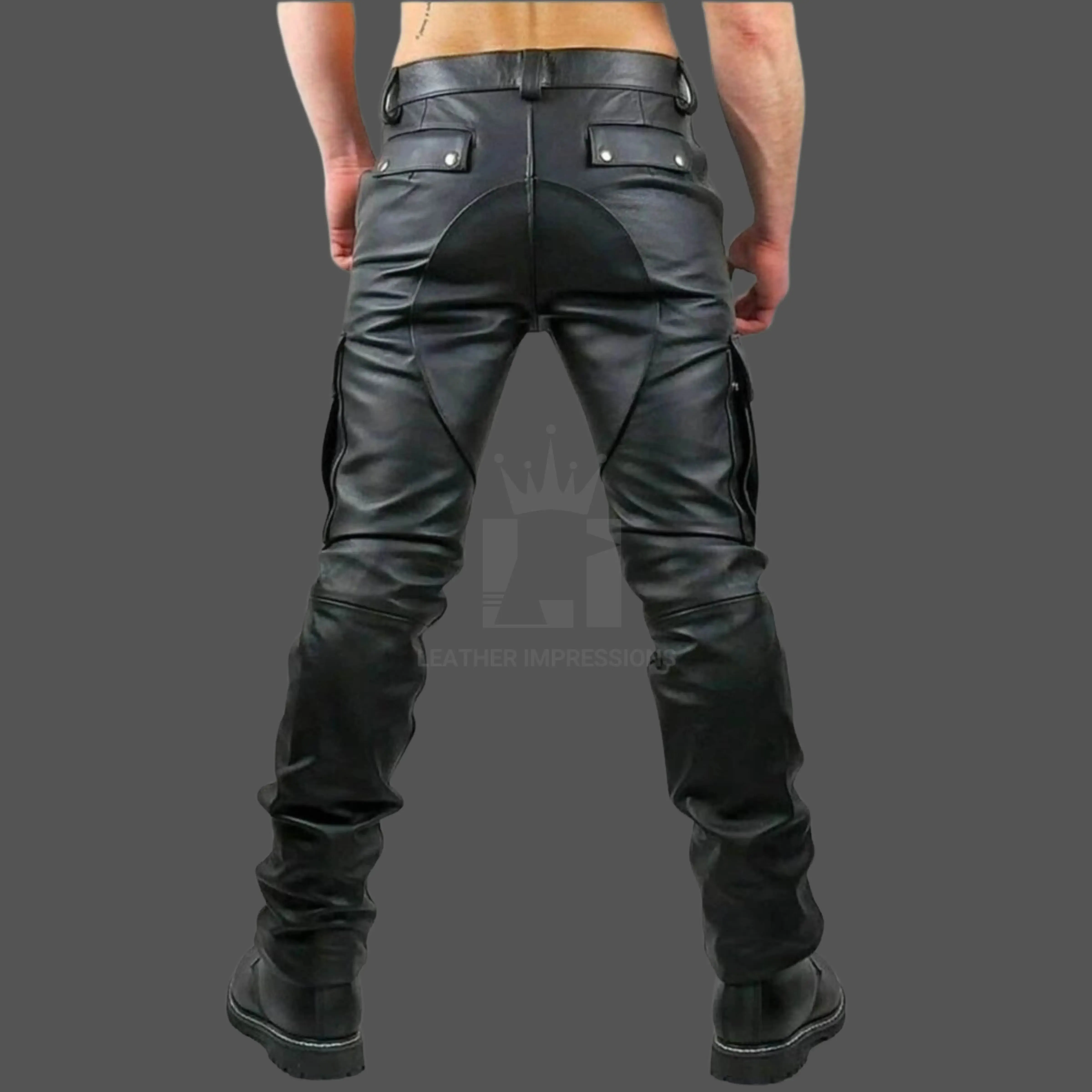 Black Leather Cargo Pants