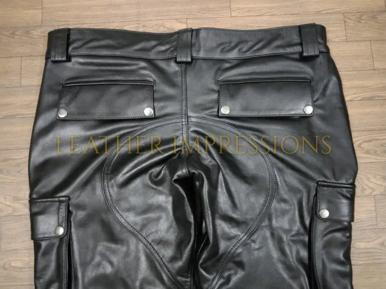 Black Leather Cargo Pants
