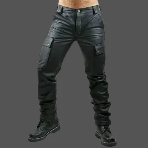 Black Leather Cargo Pants