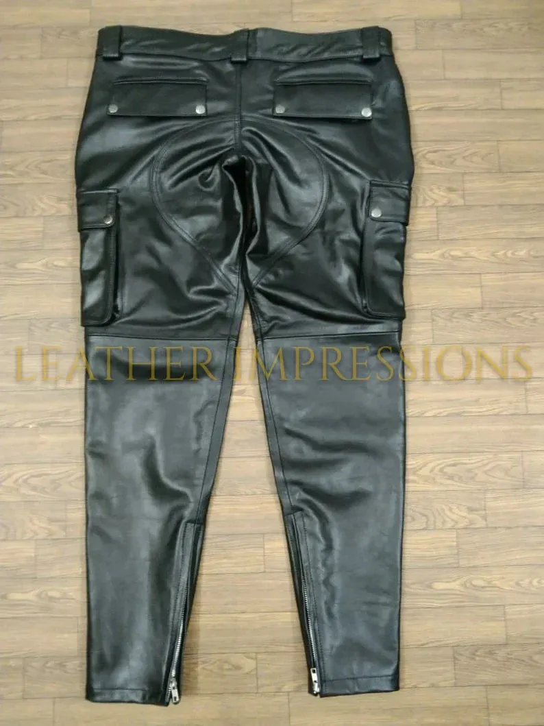 Black Leather Cargo Pants