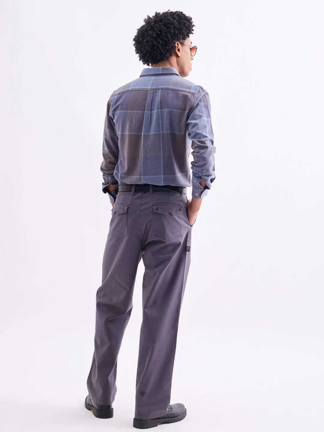 Blue Double Pocket Checks Shirt
