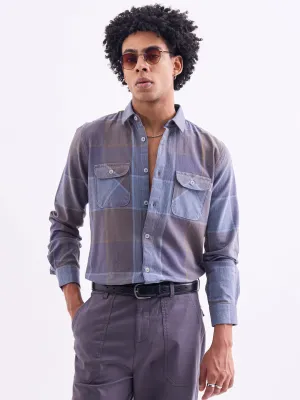 Blue Double Pocket Checks Shirt