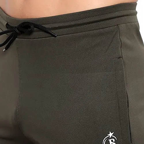 BLUE STAR SHARK Men's Lycra Stretchable Regular Fit Stylish Cargo Style Joggers Track Pant Lower Pyjama Olive