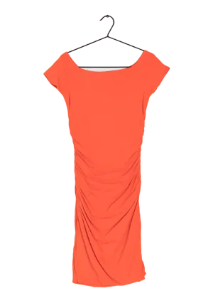 Boden Orange Ruched Bodycon Dress UK 8L