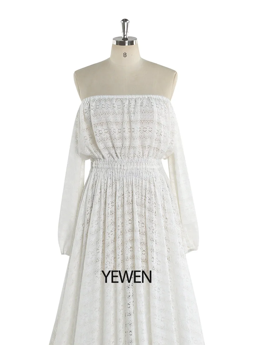 Bohemian White Lace Dress Elegant Maternity Dress for Photoshoot Wedding Guest Maternity Dress YW220914