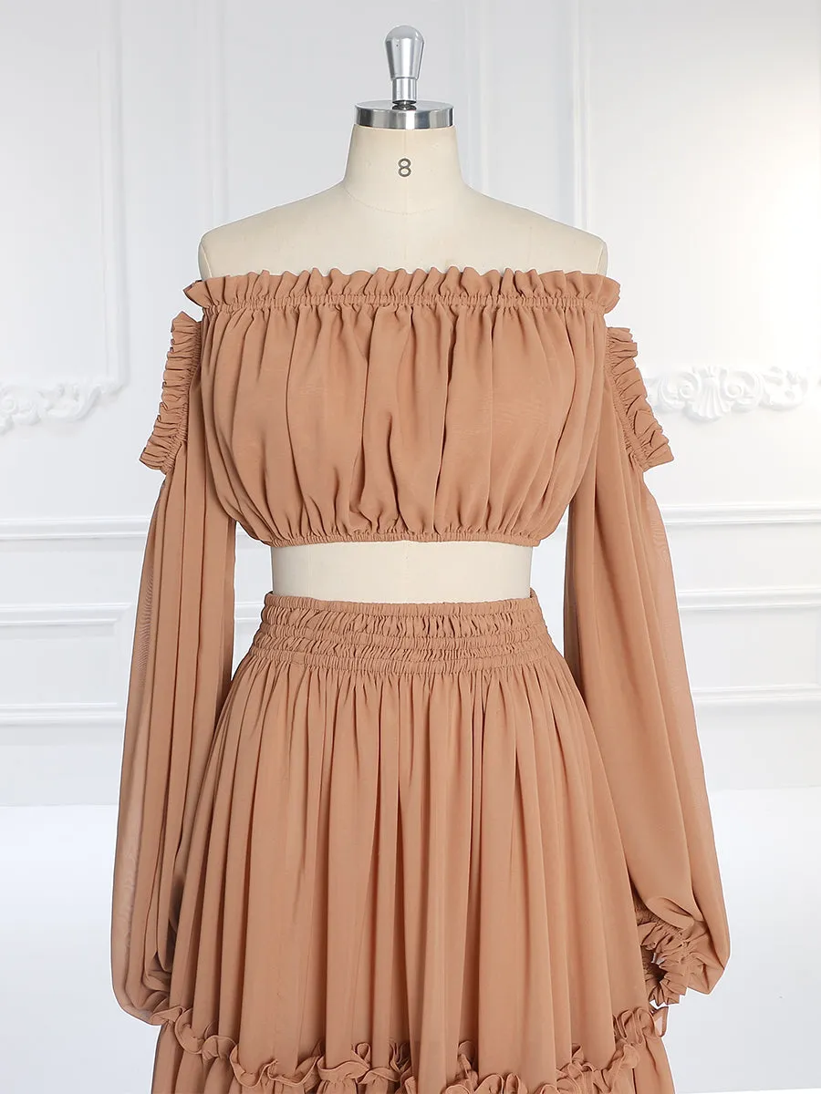 Boho 2 Pieces Set Woman Maxi Gown Photography Dress  YW230317-2