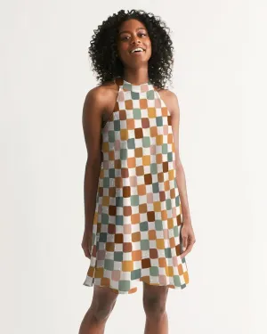 Boho Checkered Halter Dress