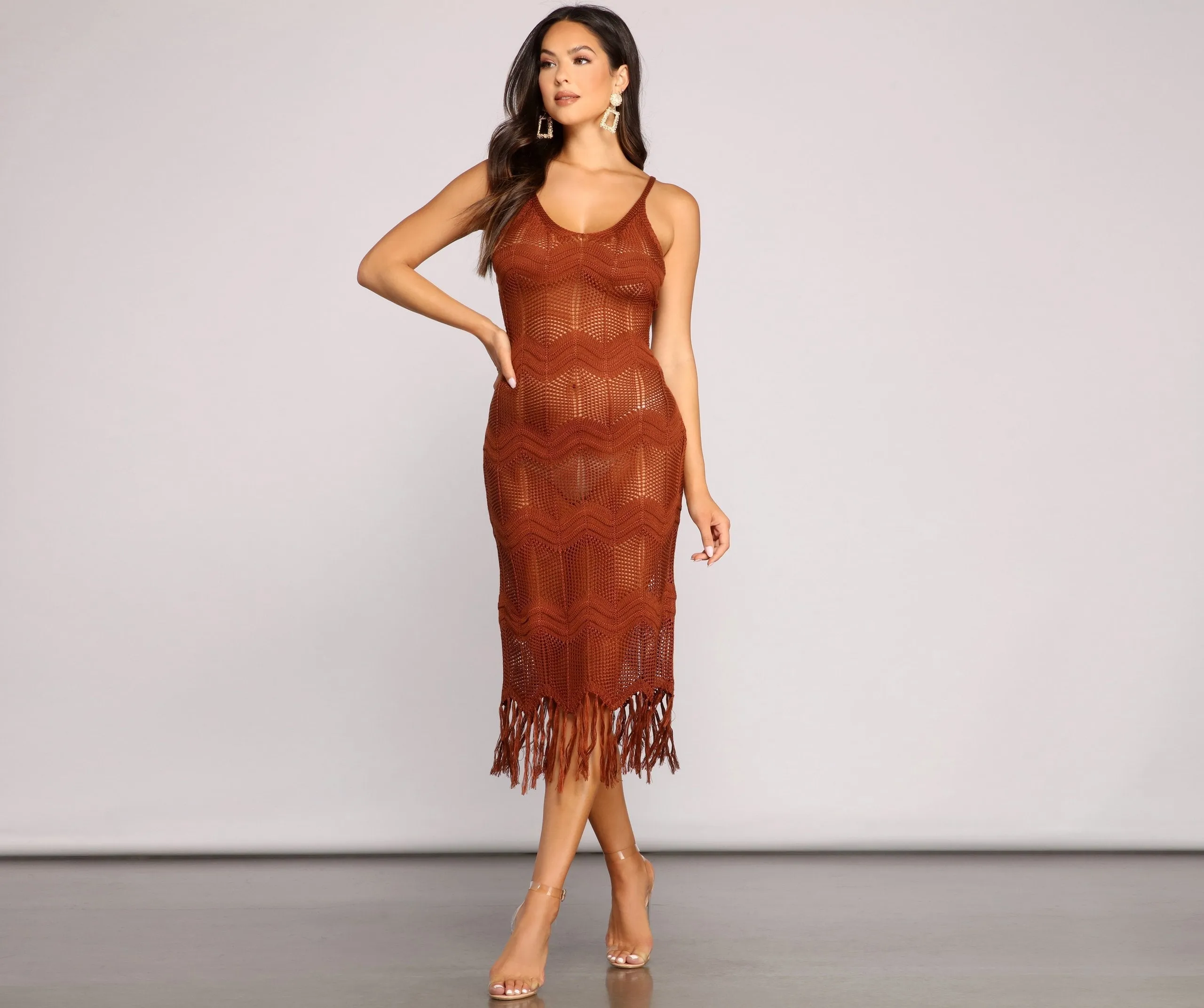 Boho-Chic Crochet Stylish Midi Dress