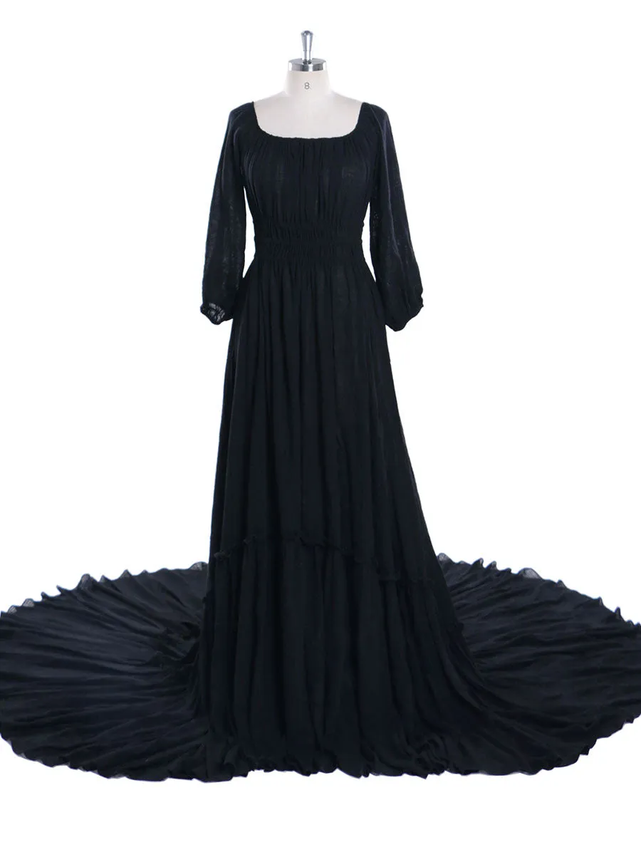 Boho Off Shoulder Full Sleeves Round Neck Photography Dresses Baby Shower Pregnant Woman YD21812